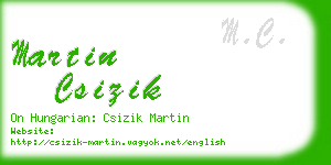 martin csizik business card